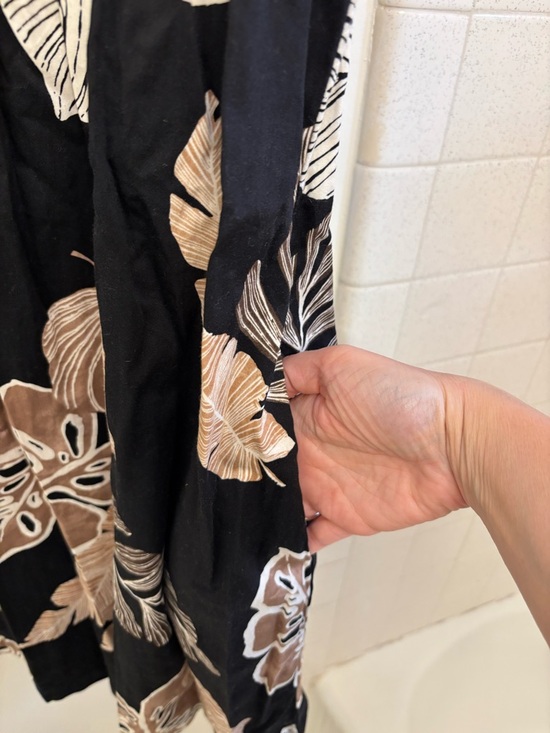 Sonoma Black Tank Midi Dress Size Large Brown Floral Skirt Cotton Travel Hawaii - Picture 4 of 8